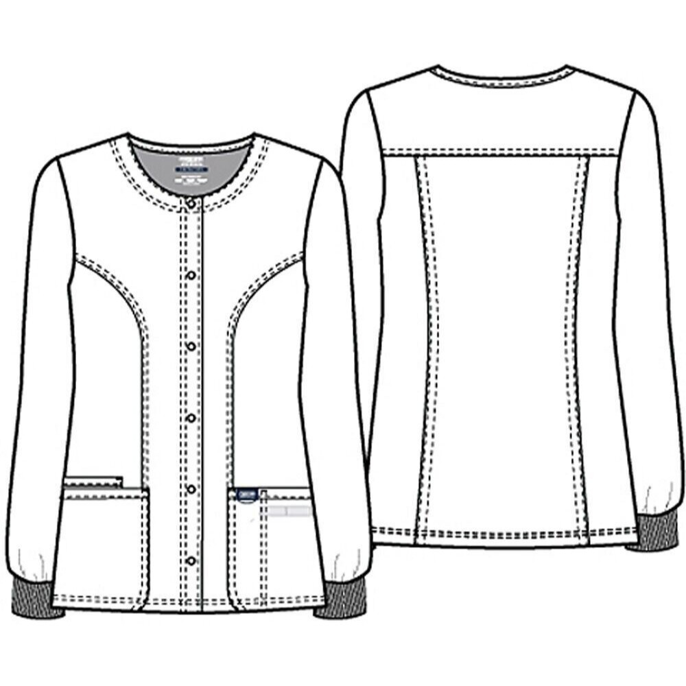 Women Jacket Snap Front Warm Up Workwear Caribbean Cherokee Blue 26 28 3XL - Picture 6 of 7